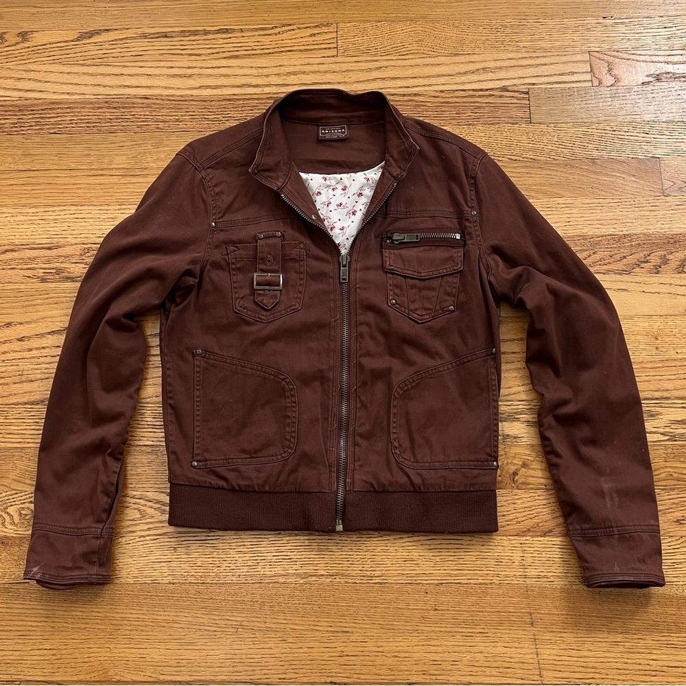 Y2K Brown Bomber Buckle Jacket
